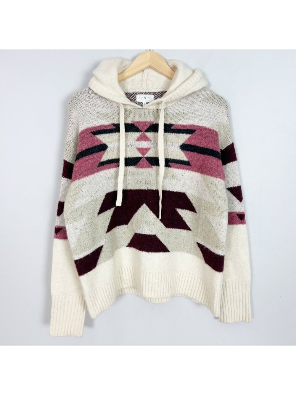 Lou & Grey Aztec Southwestern Hoodie Sweater Relaxed Comfy Boho Size Small Women